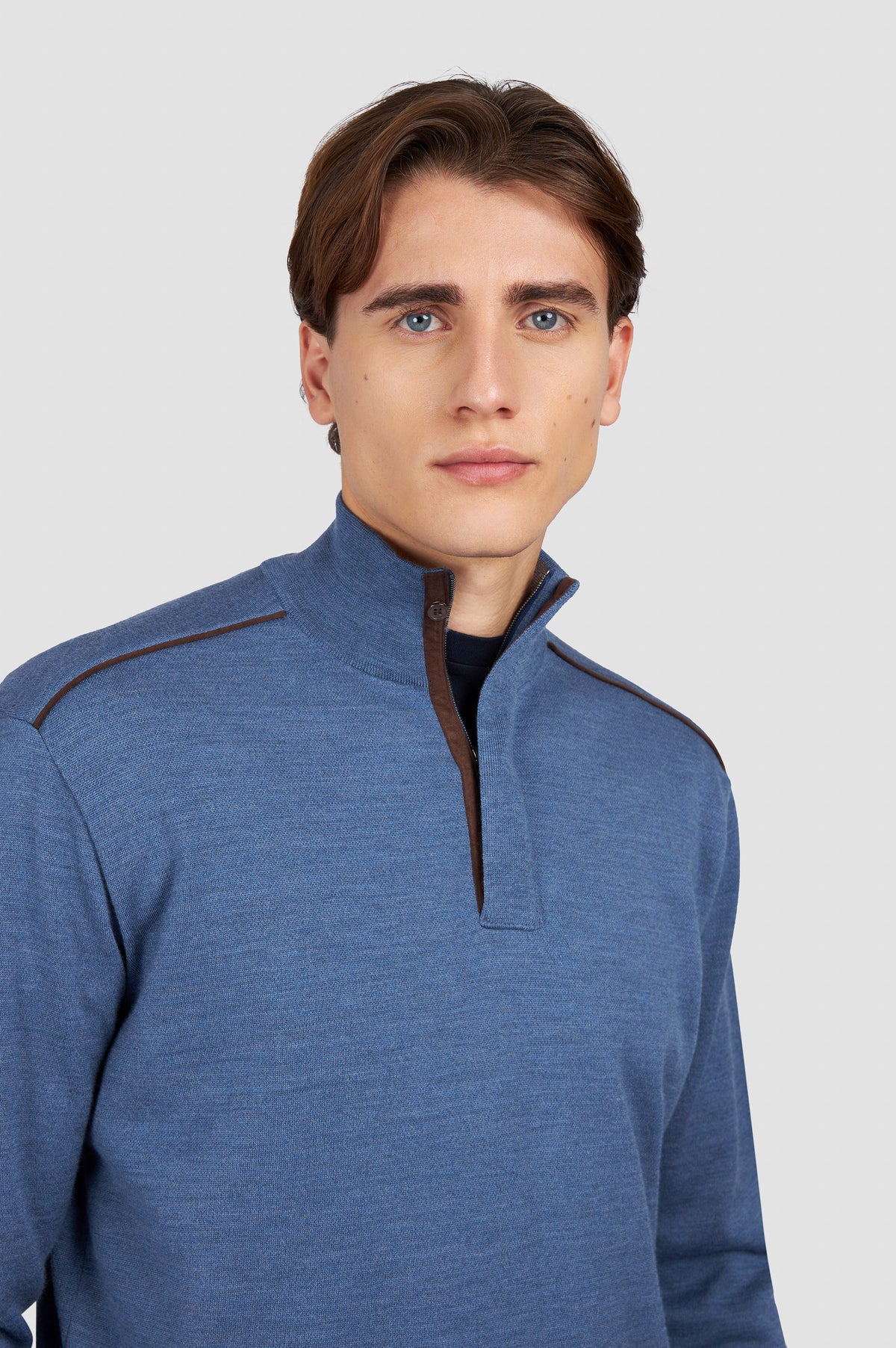 Paul Shark Merino Wool Zip Knit in Indigo 15311103 635