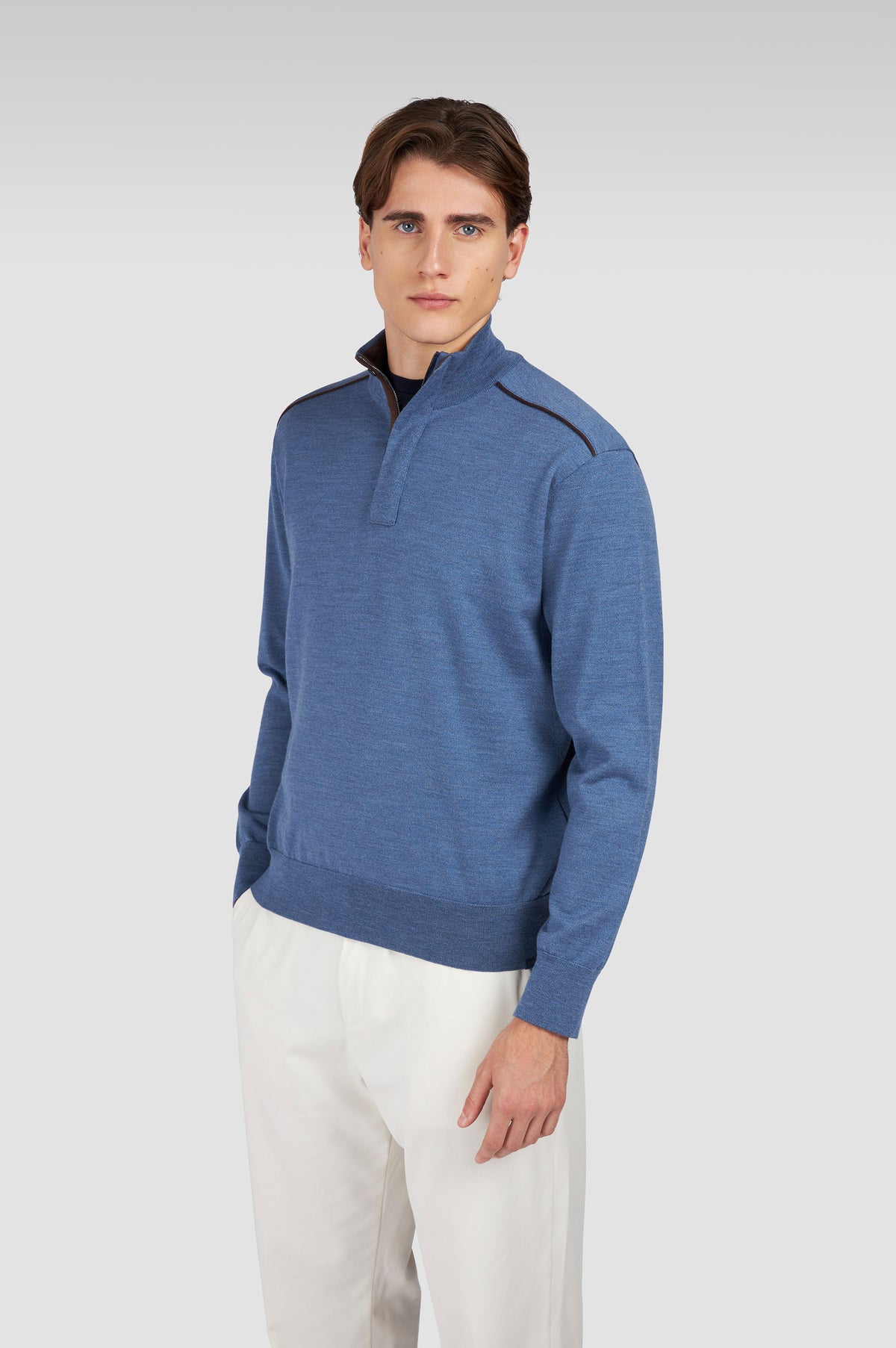 Paul Shark Merino Wool Zip Knit in Indigo 15311103 635