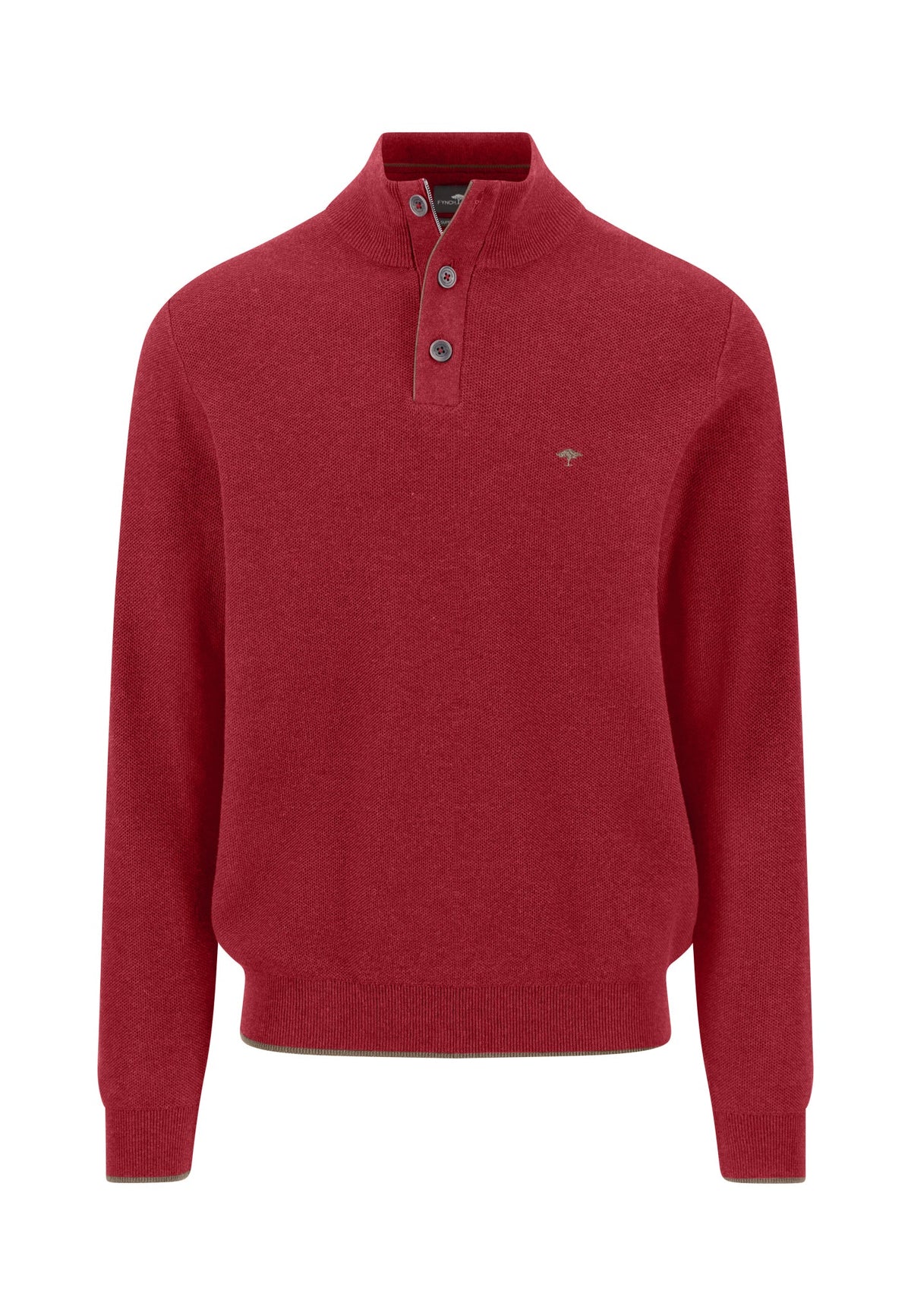 Fynch Hatton Brick Red Button Placket Jumper 1614 219 346