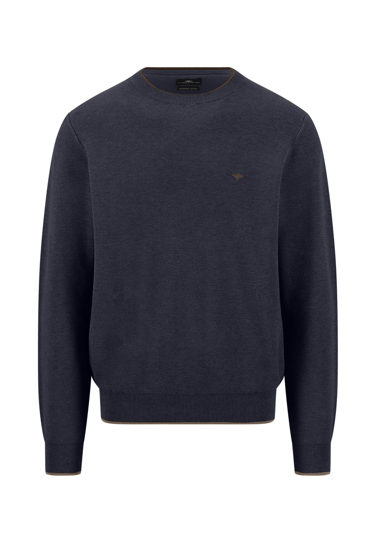 Fynch Hatton Navy Textured Crew Knit 1614 220 690