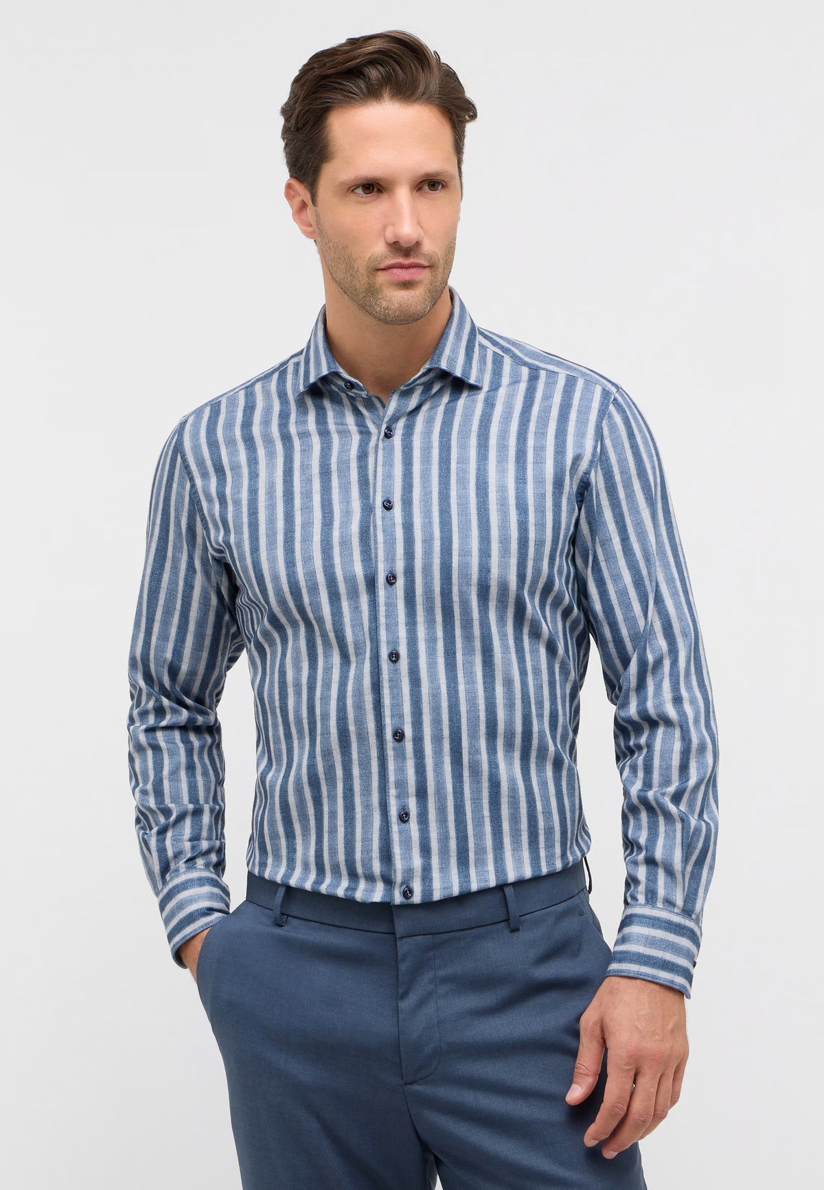 Eterna Striped Blue Shirt 1159 xs87 18