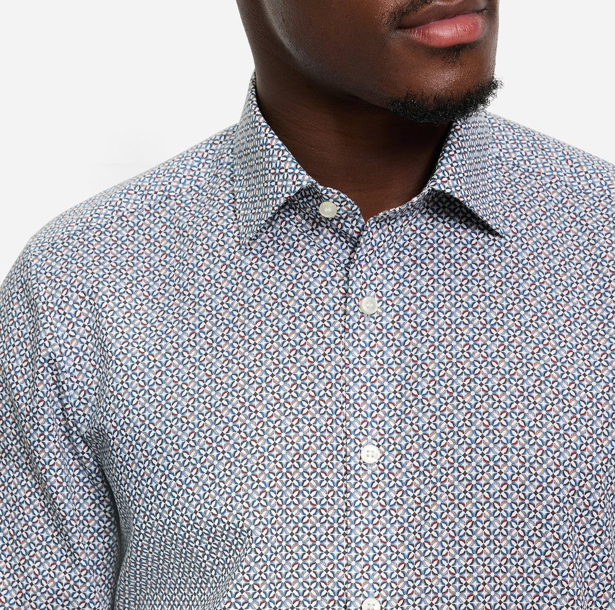 Olymp Blue Beige Print Shirt 2094 84 00
