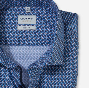 Olymp 2120 44 18 | Blue & Navy Printed Shirt in Slim Body Fit