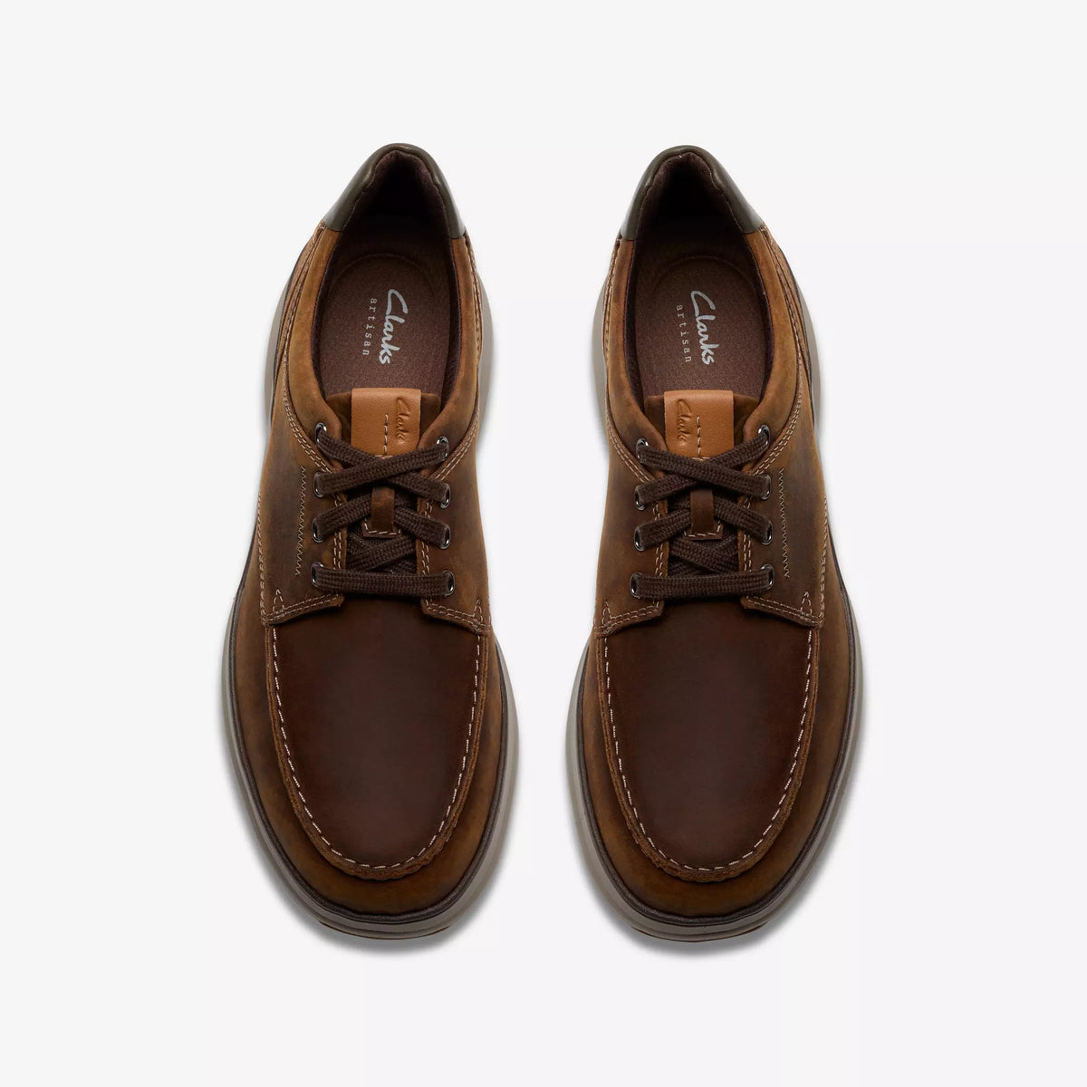 Clarks Leather Shoe in Beeswax Brown Mullan Moc