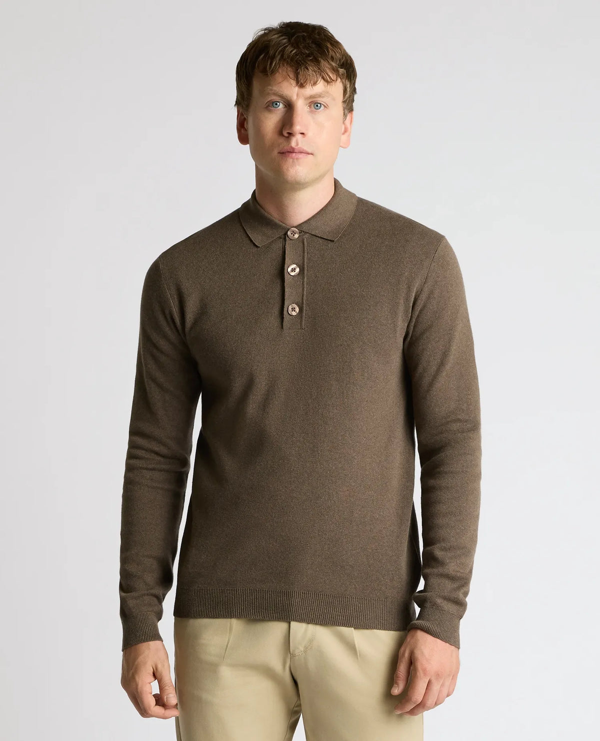 Remus Uomo Brown Long Sleeve Polo 58690 47