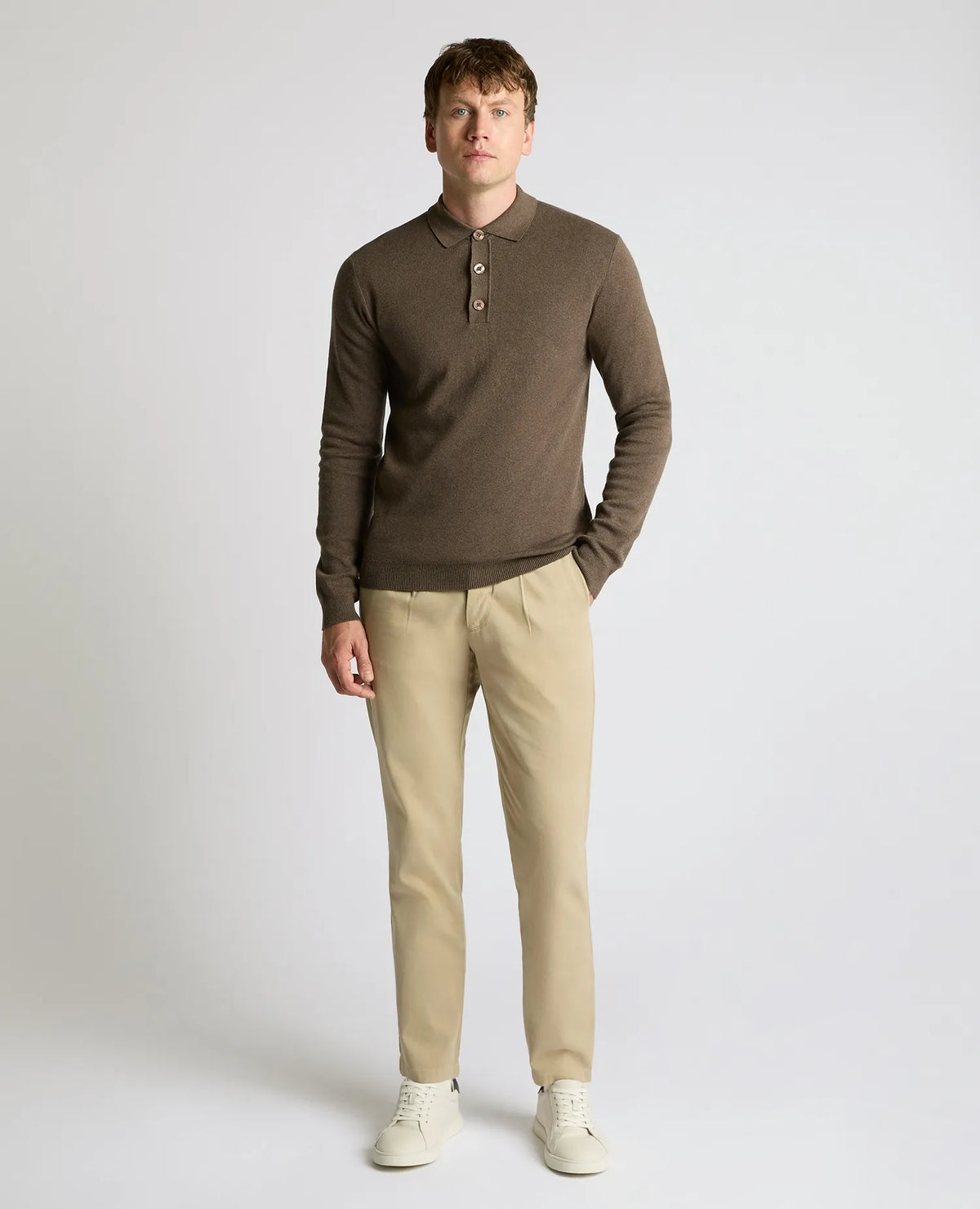 Remus Uomo Brown Long Sleeve Polo 58690 47