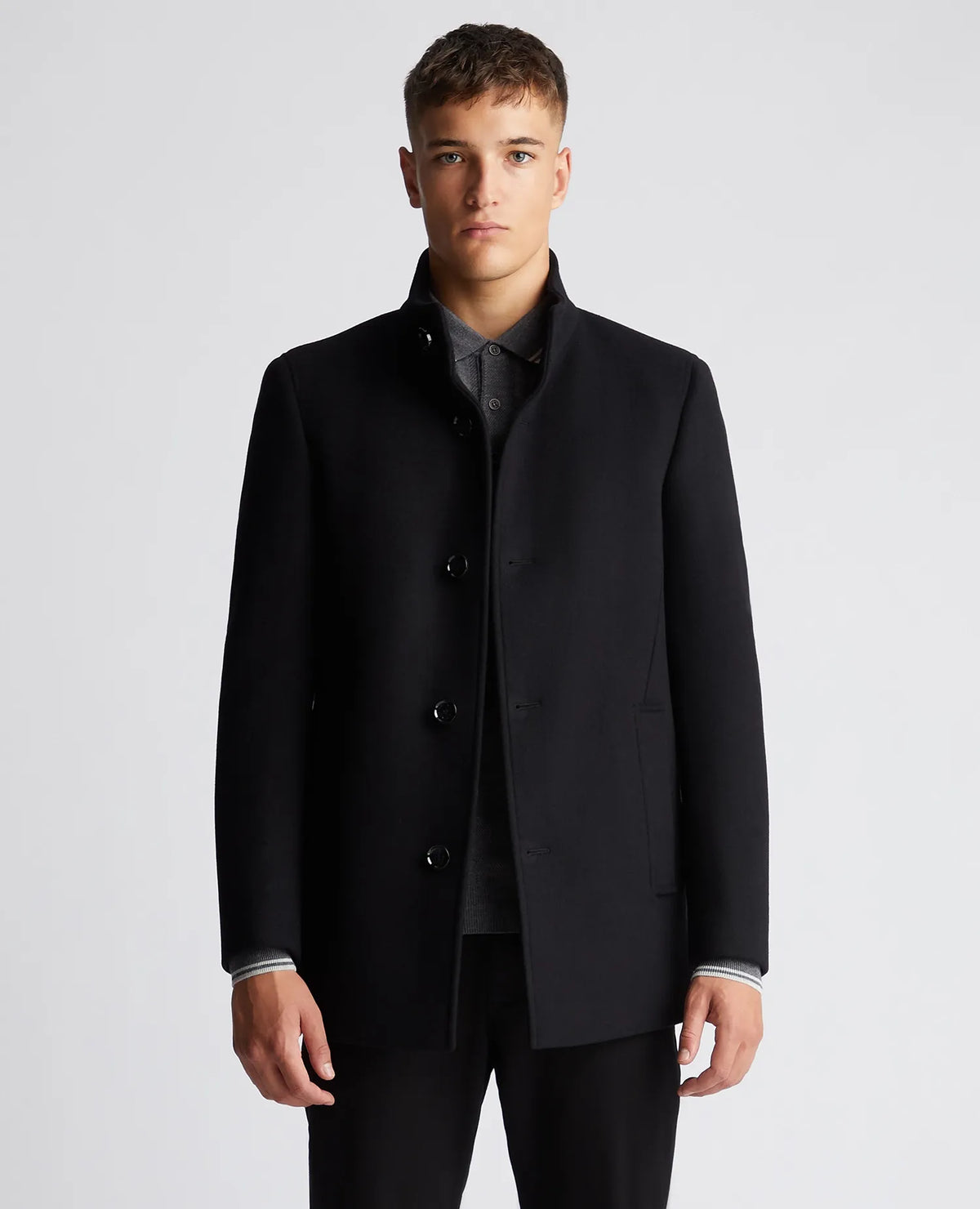 Remus Uomo Jonah Black Wool Coat 90374 00