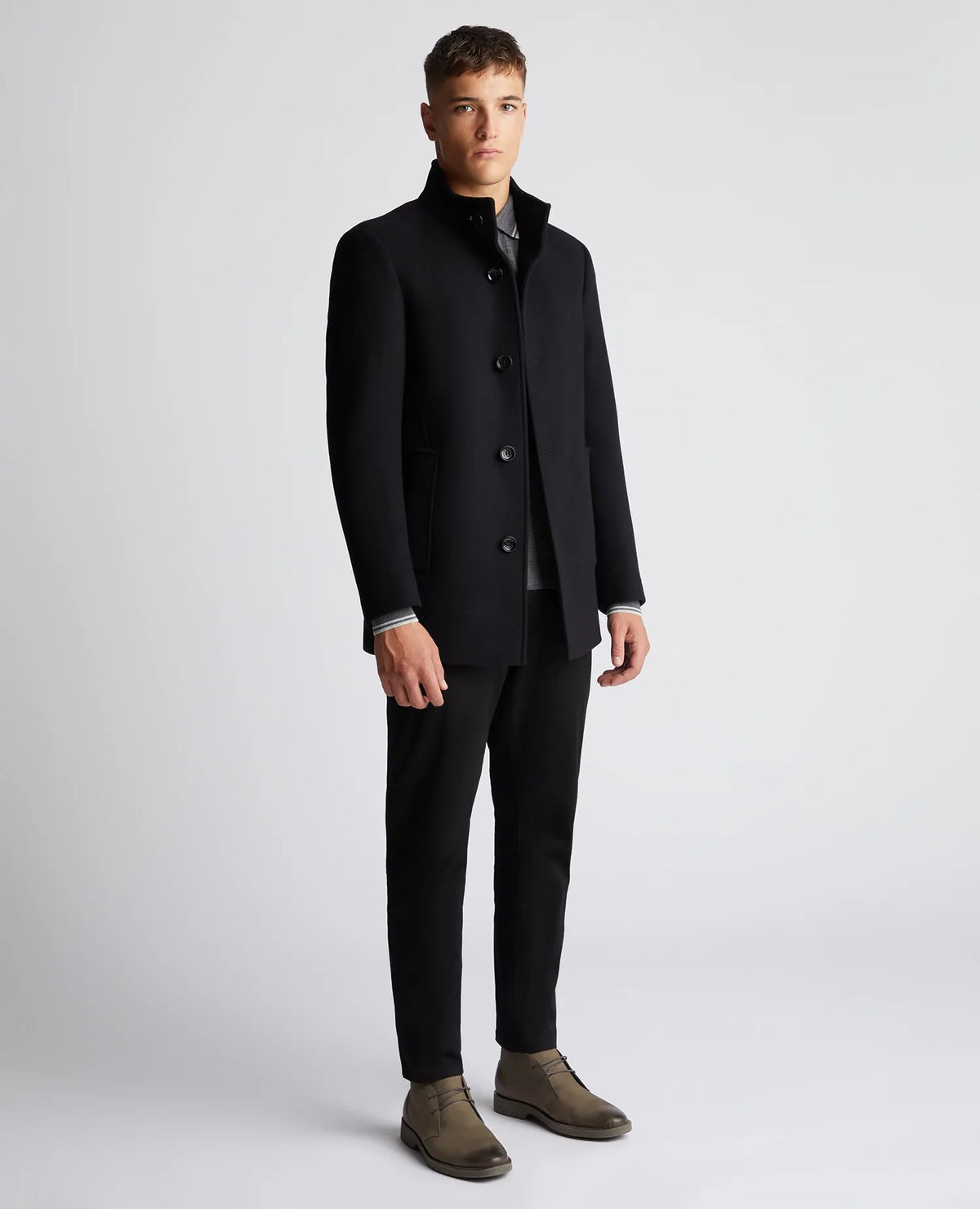 Remus Uomo Jonah Black Wool Coat 90374 00