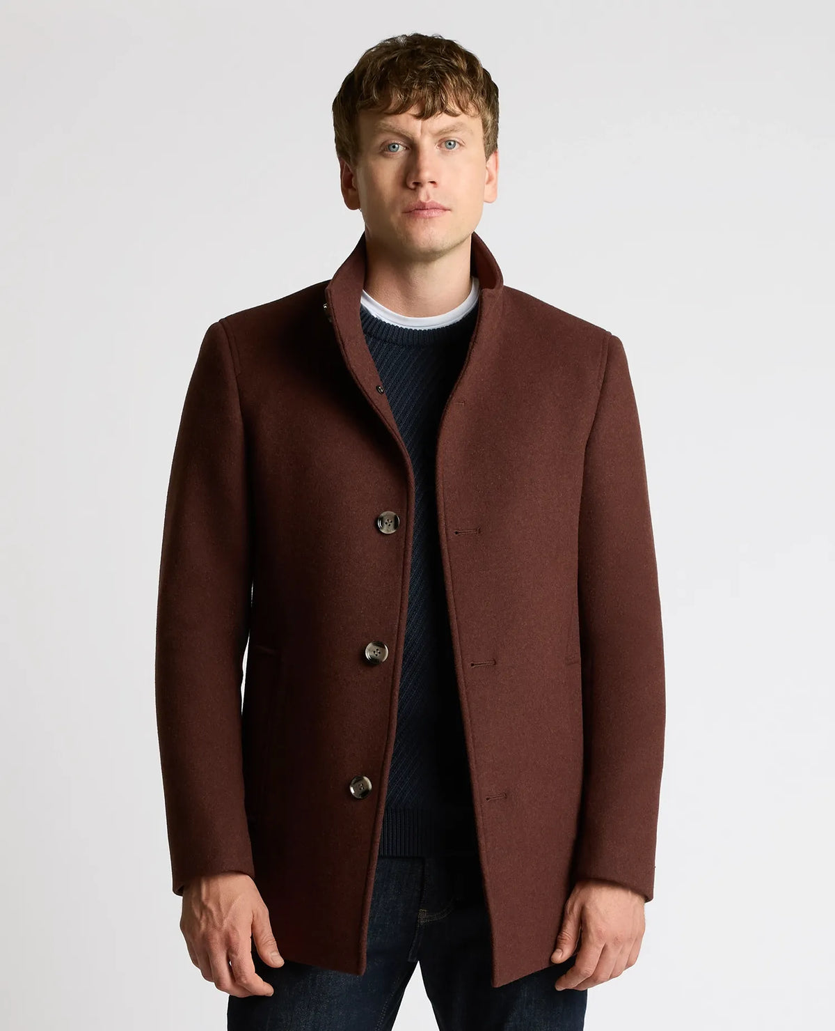 Remus Uomo Jonah Rust Dark Red Wool Coat 90374 68