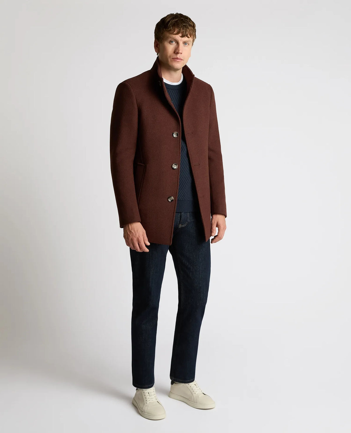 Remus Uomo Jonah Rust Dark Red Wool Coat 90374 68