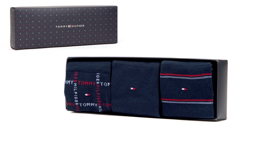 Tommy Hilfiger 701224445001 | 3 Pack Socks Giftbox in Navy (Size 43-46)
