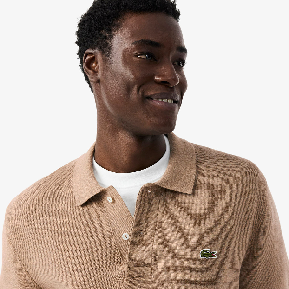 Lacoste Beige Knitted Polo AH1043 GE2
