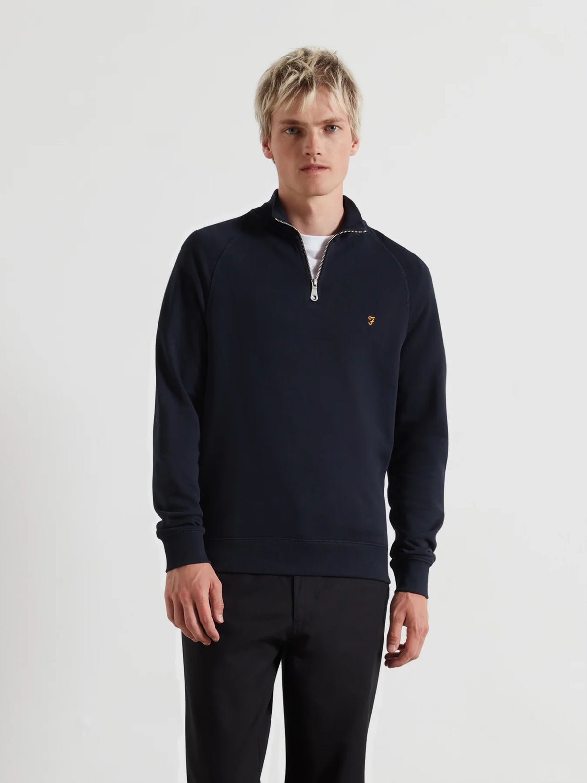 Farah Navy Zip Sweat f4ksb073 412