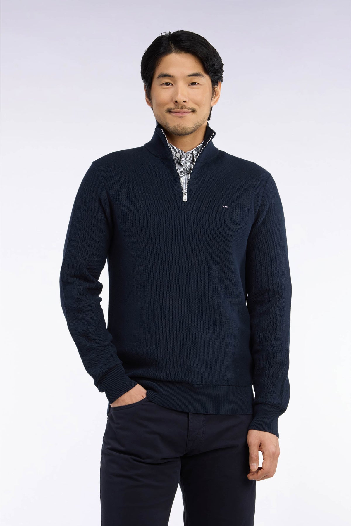 Eden Park Navy Zip Knit H26MAIPU0006 blf