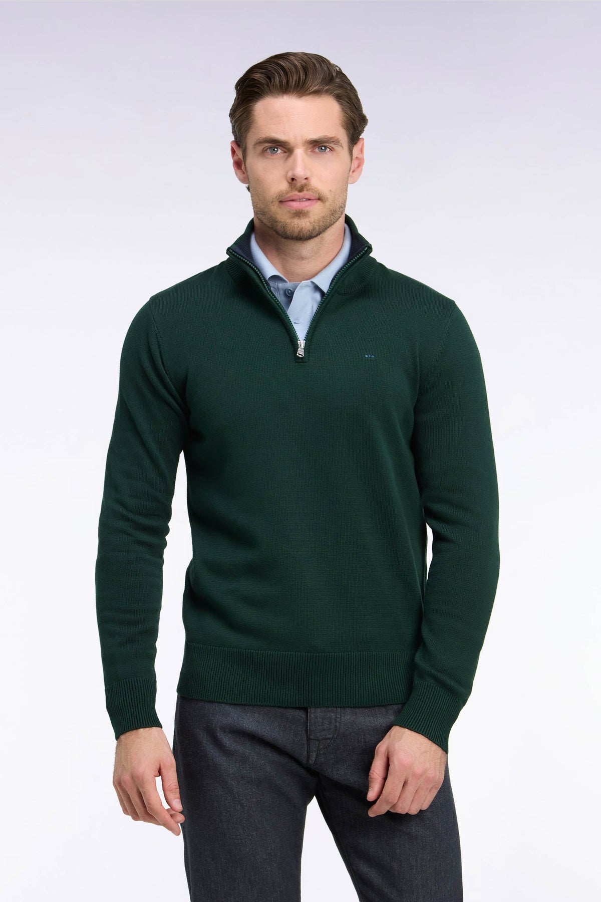 Eden Park Forest Green Zip Cotton Knit H26MAIPU0011 vef21