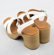 Load image into Gallery viewer, Oh My Sandals 5390 | Block Heel Platform Sandals in White with Buckle
