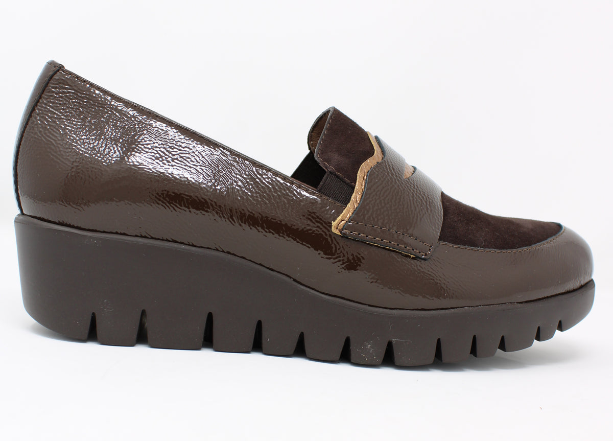 Wonders Slip On Wedge Shoe Coffee Brown C-33360