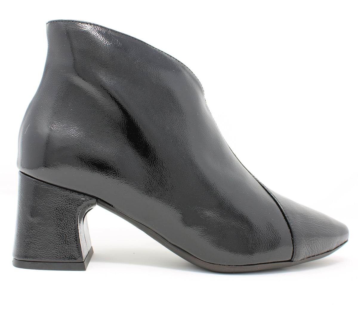 Wonders Black Patent Ankle Boots with Zip I-9013