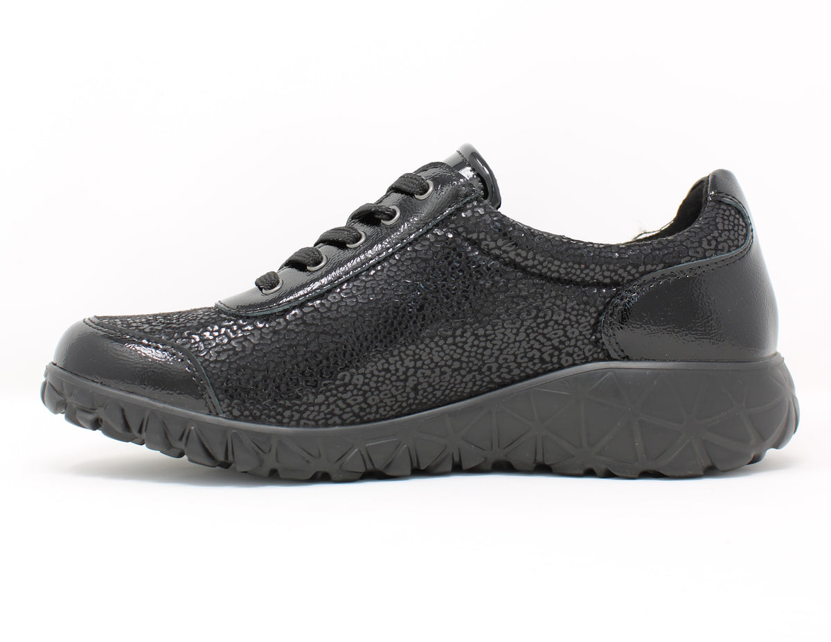 Waldläufer Lace Zip Low Wedge Shoe Black H89001 254 001