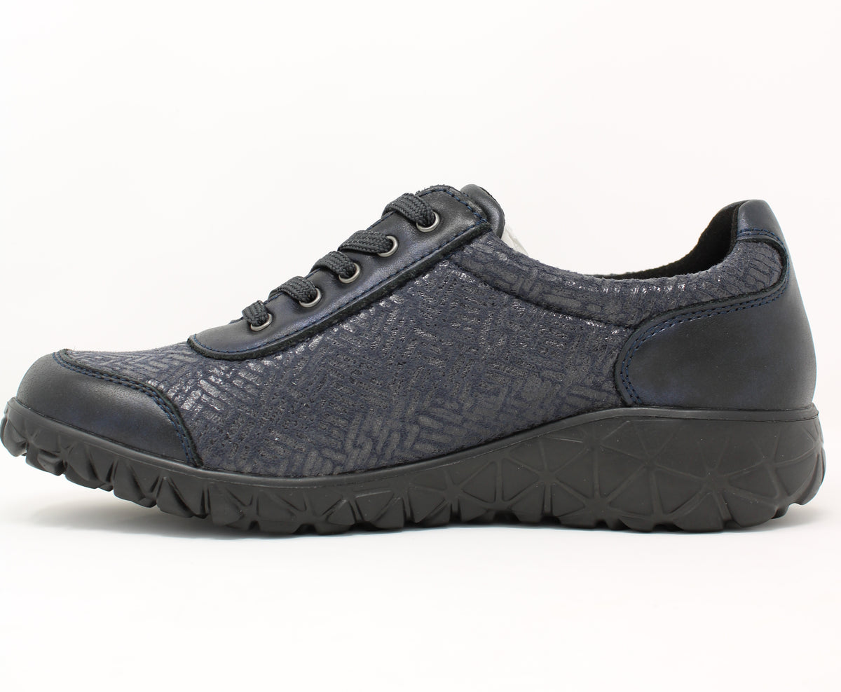 Waldläufer Lace Zip Low Wedge Shoe Navy H89001 228 194