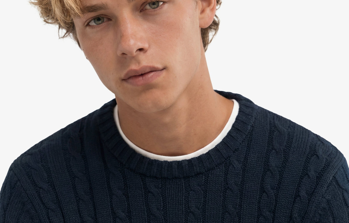 Superdry Navy Cable Crew M6110707E 98t