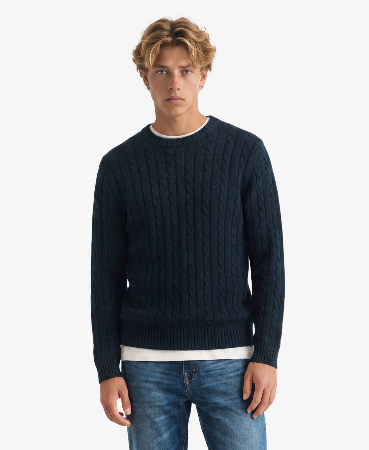 Superdry Navy Cable Crew M6110707E 98t