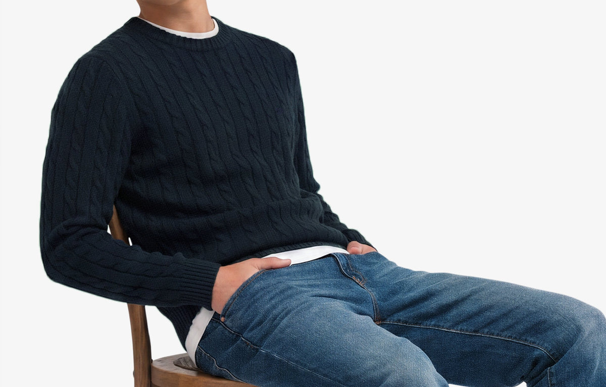 Superdry Navy Cable Crew M6110707E 98t