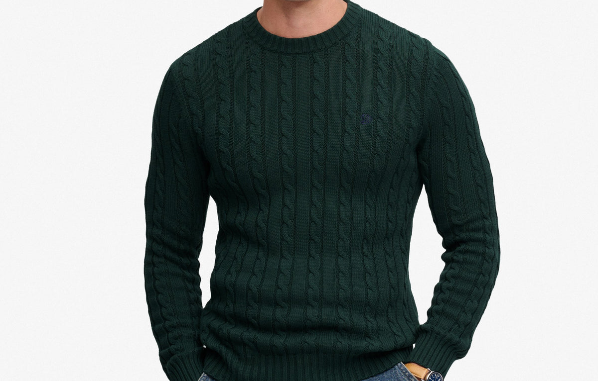 Superdry Green Cable Crew M6110707E L5X