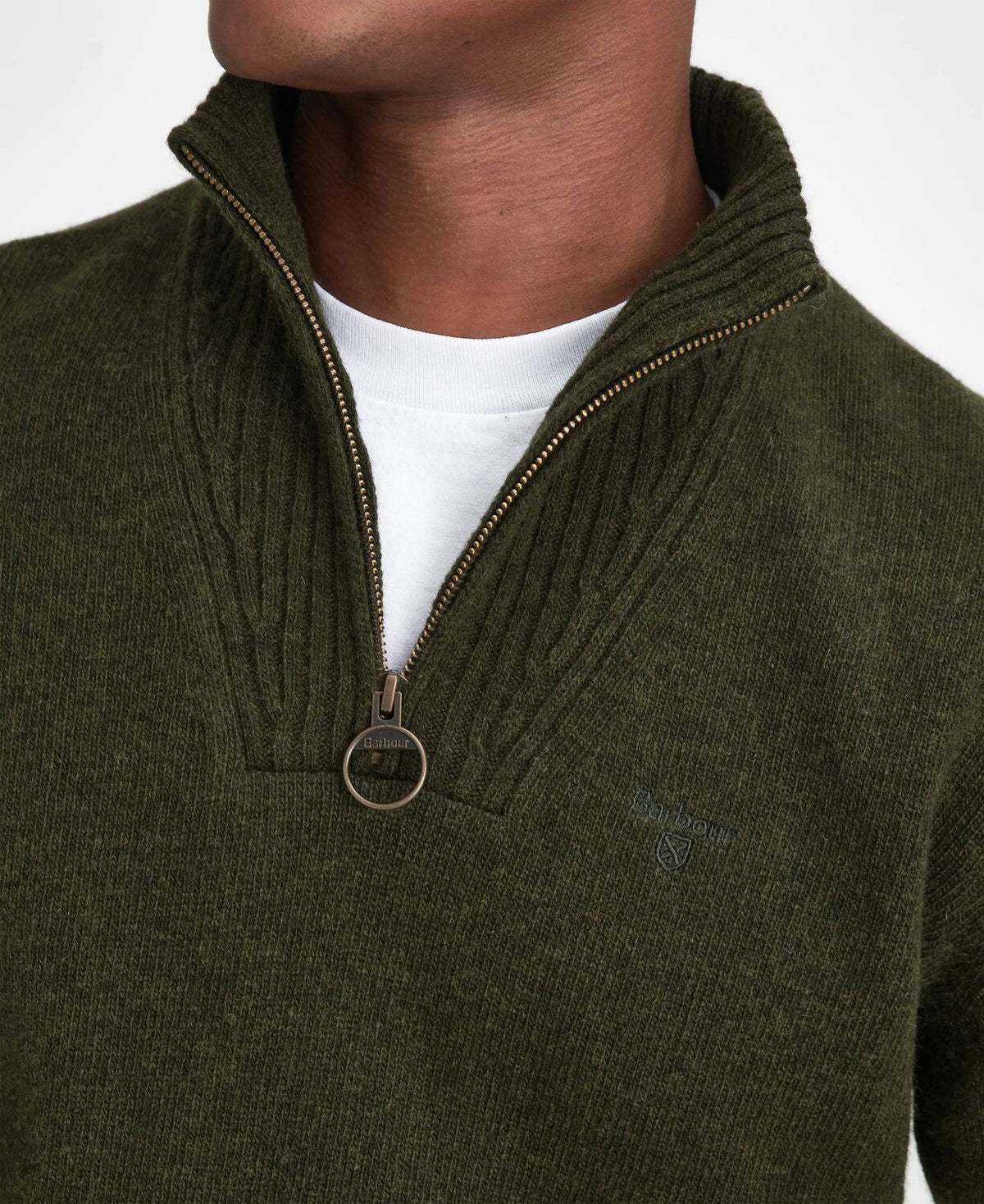 Barbour Green Lambswool Zip Jumper mkn0339 gn73