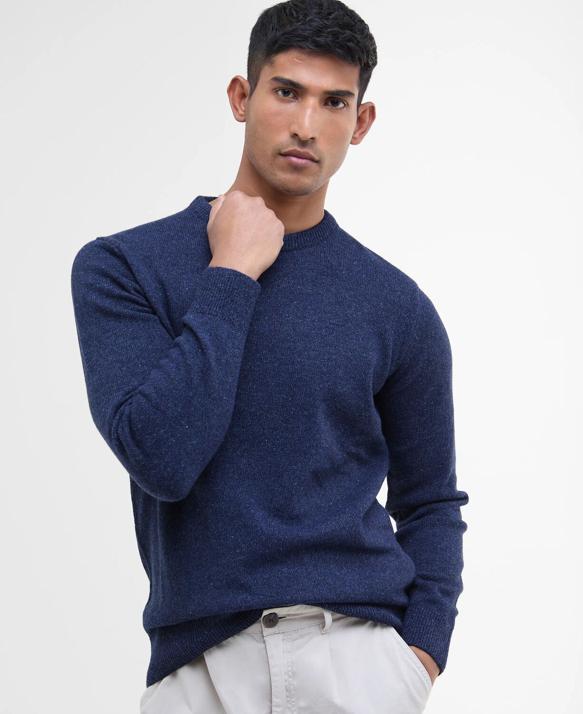 Barbour Tisbury Deep Blue Fleck Crew Knit mkn0844 bl91