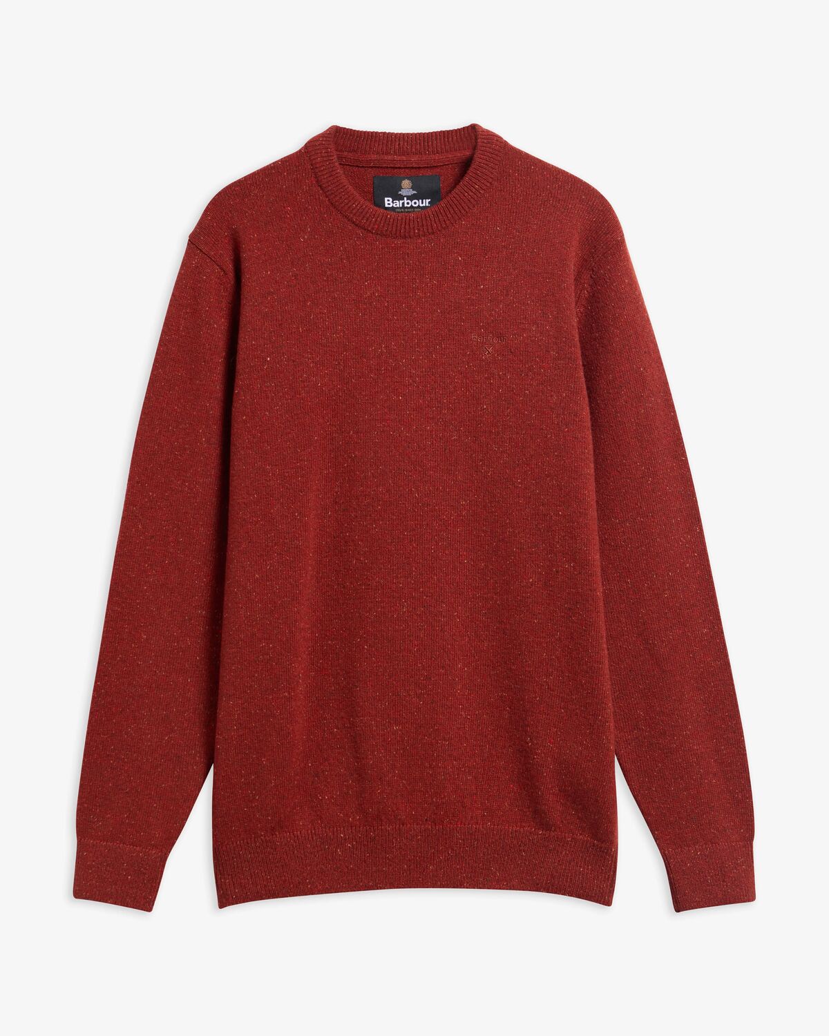 Barbour Tisbury Brique Red Fleck Crew Knit mkn0844 BR57