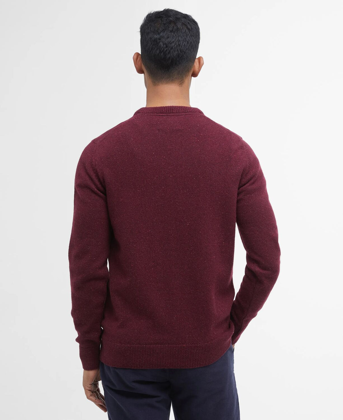 Barbour Tisbury Wine Red Fleck Crew Knit mkn0844 re56