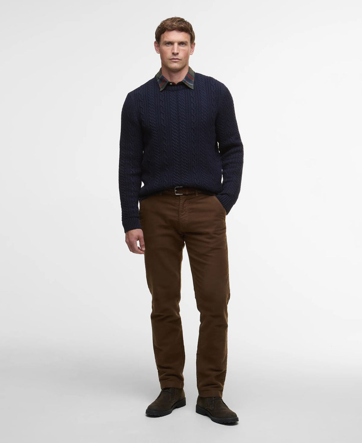 Barbour Lowfen Crew Cable Knit Navy MKN1679 ny91