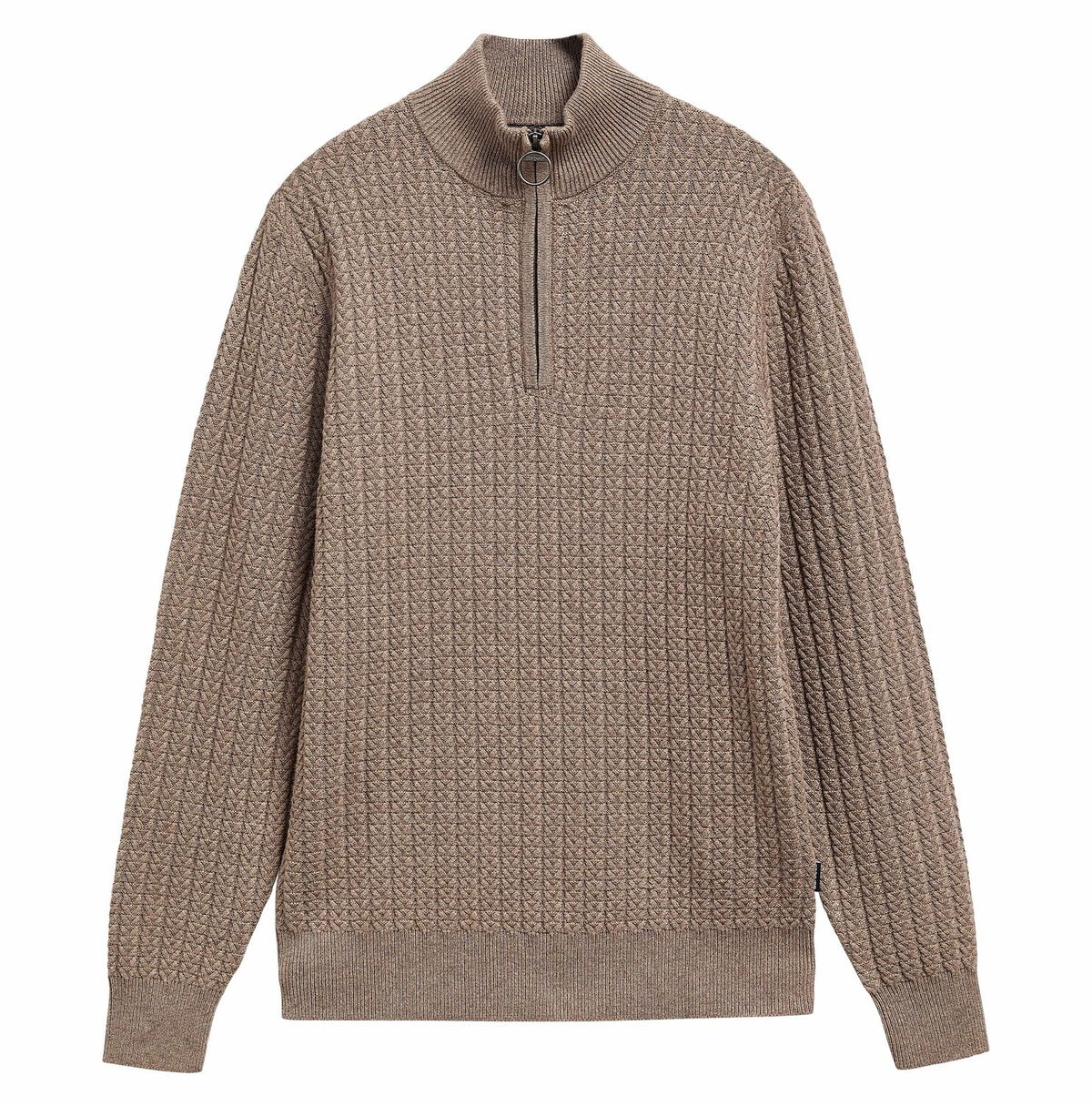 Barbour Stone Beige Herringbone Zip Jumper MKN1747 st51