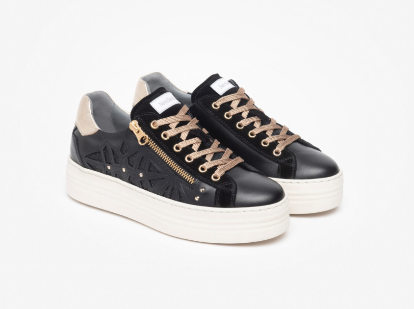 Nero Giardini I308410D Nero 4cm Platform Trainers in Black Gold