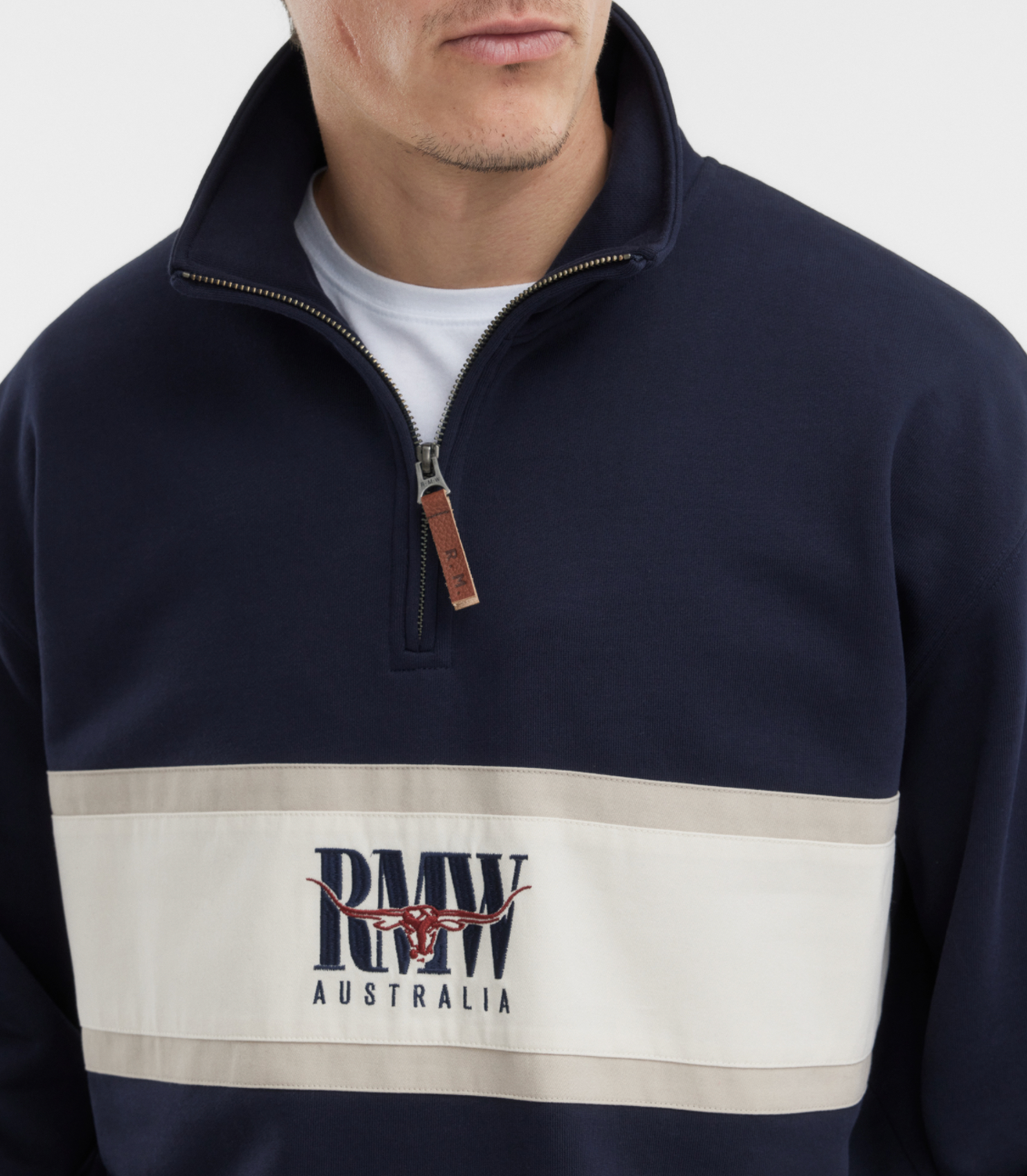 RM Williams Classic 1/2 Zip Sweat Navy KZU00BB