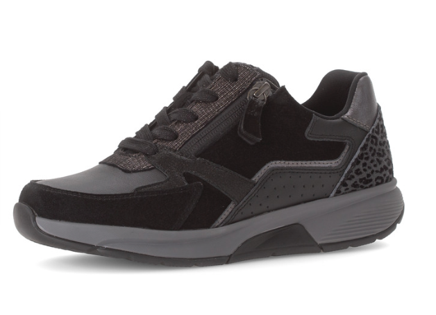 Gabor Rollingsoft Black Multi Wedge Shoes 76.878.67