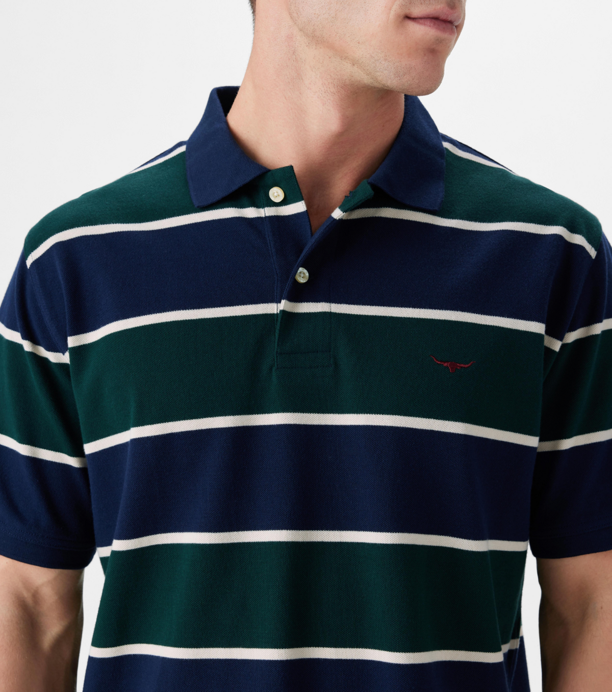 RM Williams Striped Polo Navy Green KP210QSZ