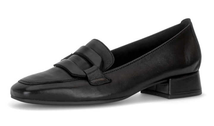 Gabor Black Leather Heel Loafer 4002.01 012