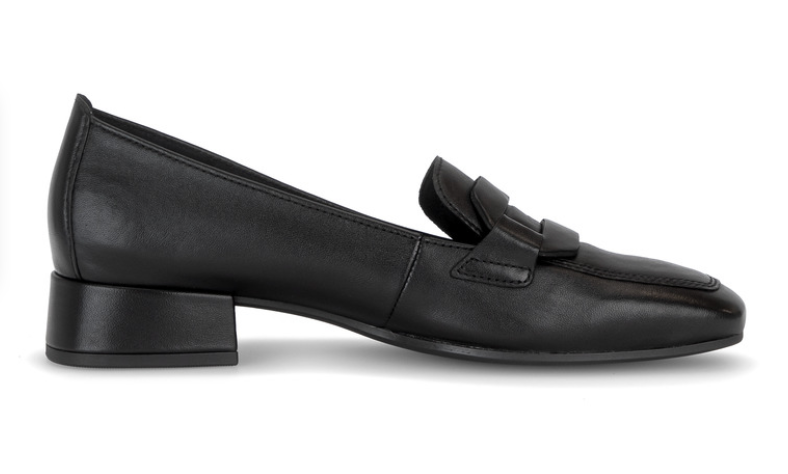 Gabor Black Leather Heel Loafer 4002.01 012