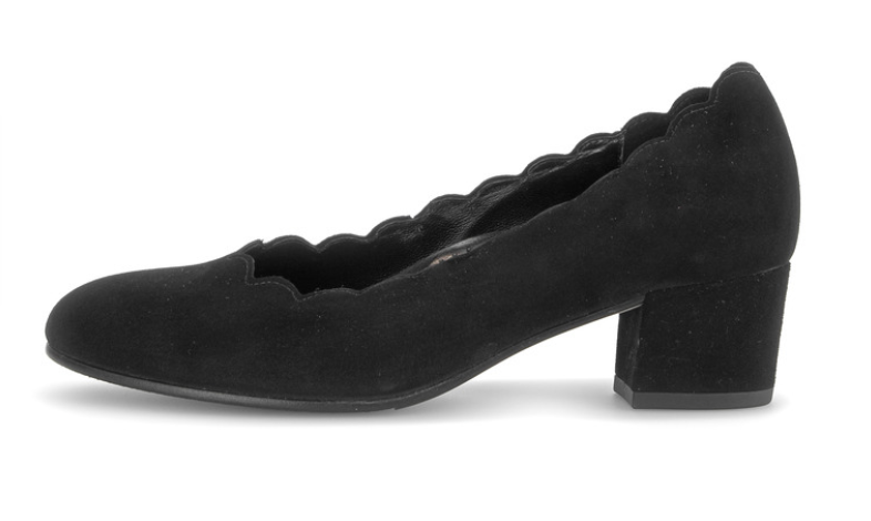 Gabor Black Suede Block Heel Shoe 3006.01 001