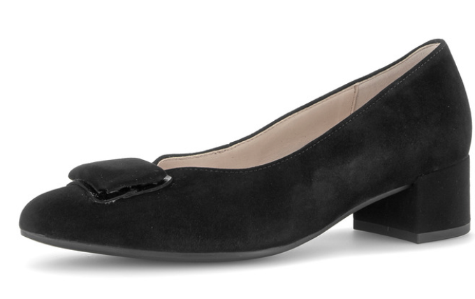 Gabor Black Suede Block Heel Shoe 3015.02 001