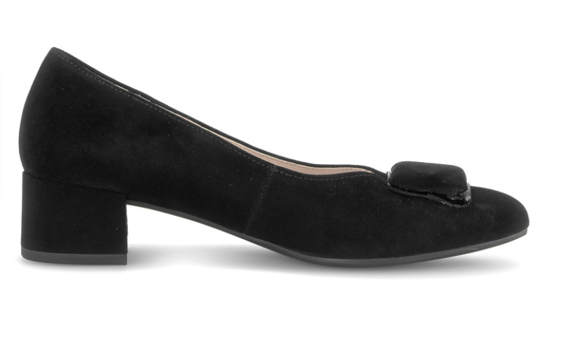 Gabor Black Suede Block Heel Shoe 3015.02 001
