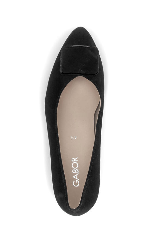 Gabor Black Suede Block Heel Shoe 3015.02 001