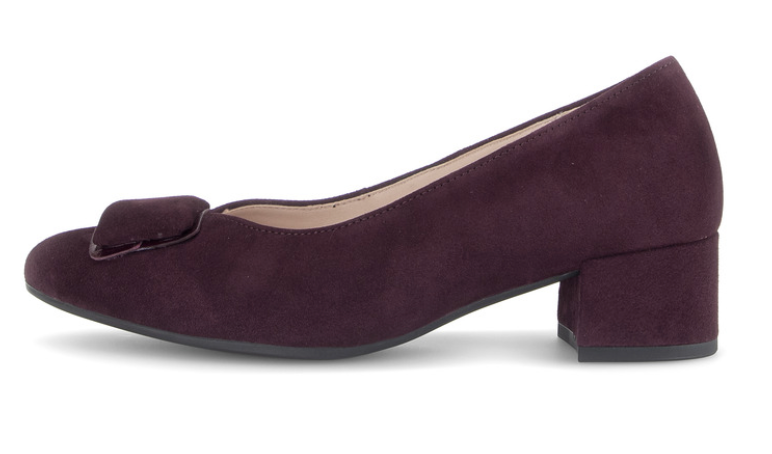 Gabor Mulberry Burgundy Suede Block Heel Shoe 3015.02 005