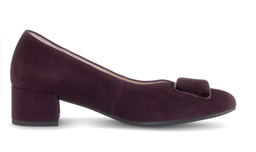 Gabor Mulberry Burgundy Suede Block Heel Shoe 3015.02 005