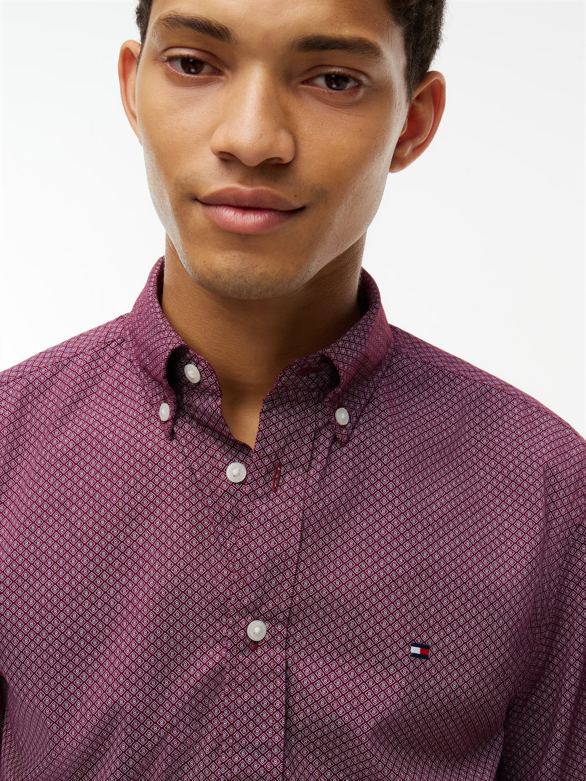 Tommy Hilfiger Burgundy Print Shirt MW0MN44580 0KP