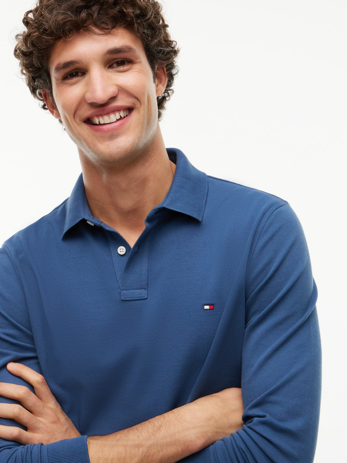 Tommy Hilfiger Blue Long Sleeve Polo MW0MW20183 dbz