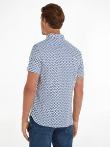 Tommy Hilfiger mw0mw35238 0GY | Slim Fit Geo Print Short Sleeve Shirt in Blue