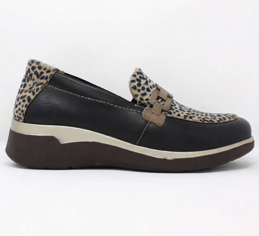 Suave Black Leopard Slip On Shoe Alderney 6101-81